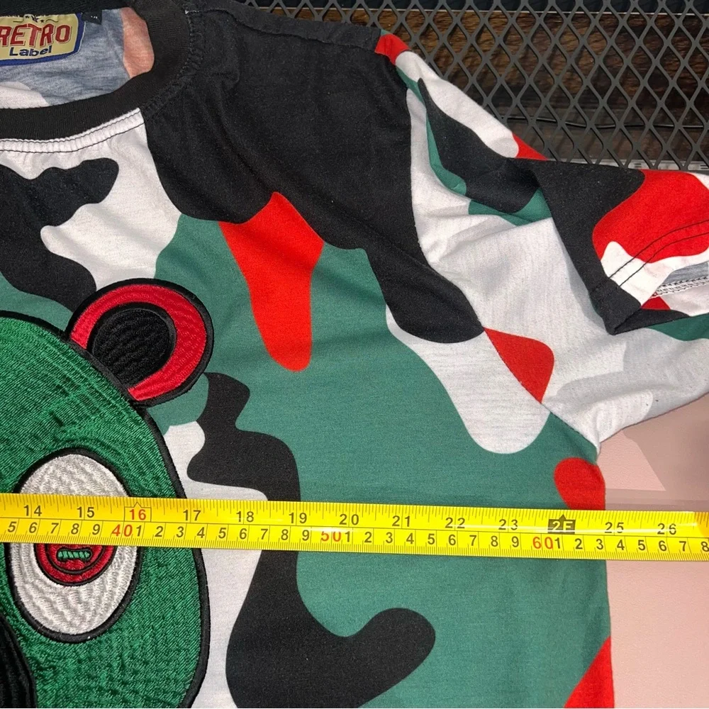 Retro Label T-Shirt 3XL SS Embroidered Camo Hip-hop Streetwear Casual Rap Trendy